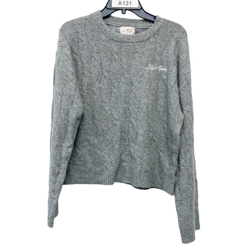 Universal Thread Women's Gray Les Alpes Cable Knit Crew Neck Sweater Size S - Picture 2 of 6